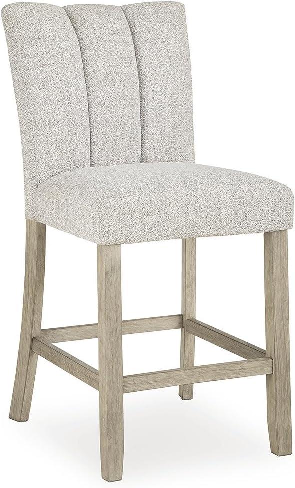 imageSignature Design by Ashley Grallegen Contemporary 2556 Upholstered Counter Height Bar Stool Set of 2 Light Gray amp Beige