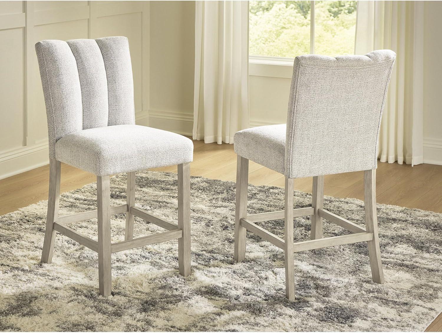 imageSignature Design by Ashley Grallegen Contemporary 2556 Upholstered Counter Height Bar Stool Set of 2 Light Gray amp Beige