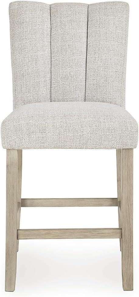 imageSignature Design by Ashley Grallegen Contemporary 2556 Upholstered Counter Height Bar Stool Set of 2 Light Gray amp Beige