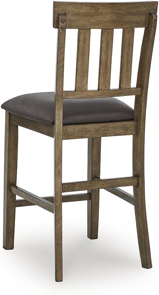 imageSignature Design by Ashley Vallister Casual Faux Leather 26 Upholstered Counter Height Bar Stool Set of 2 Dark Brown