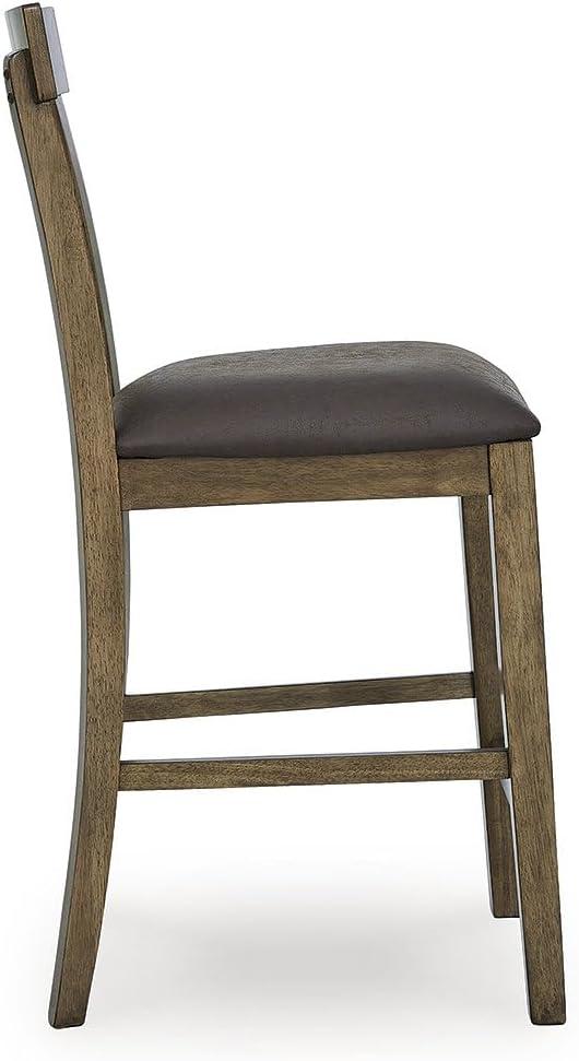 imageSignature Design by Ashley Vallister Casual Faux Leather 26 Upholstered Counter Height Bar Stool Set of 2 Dark Brown