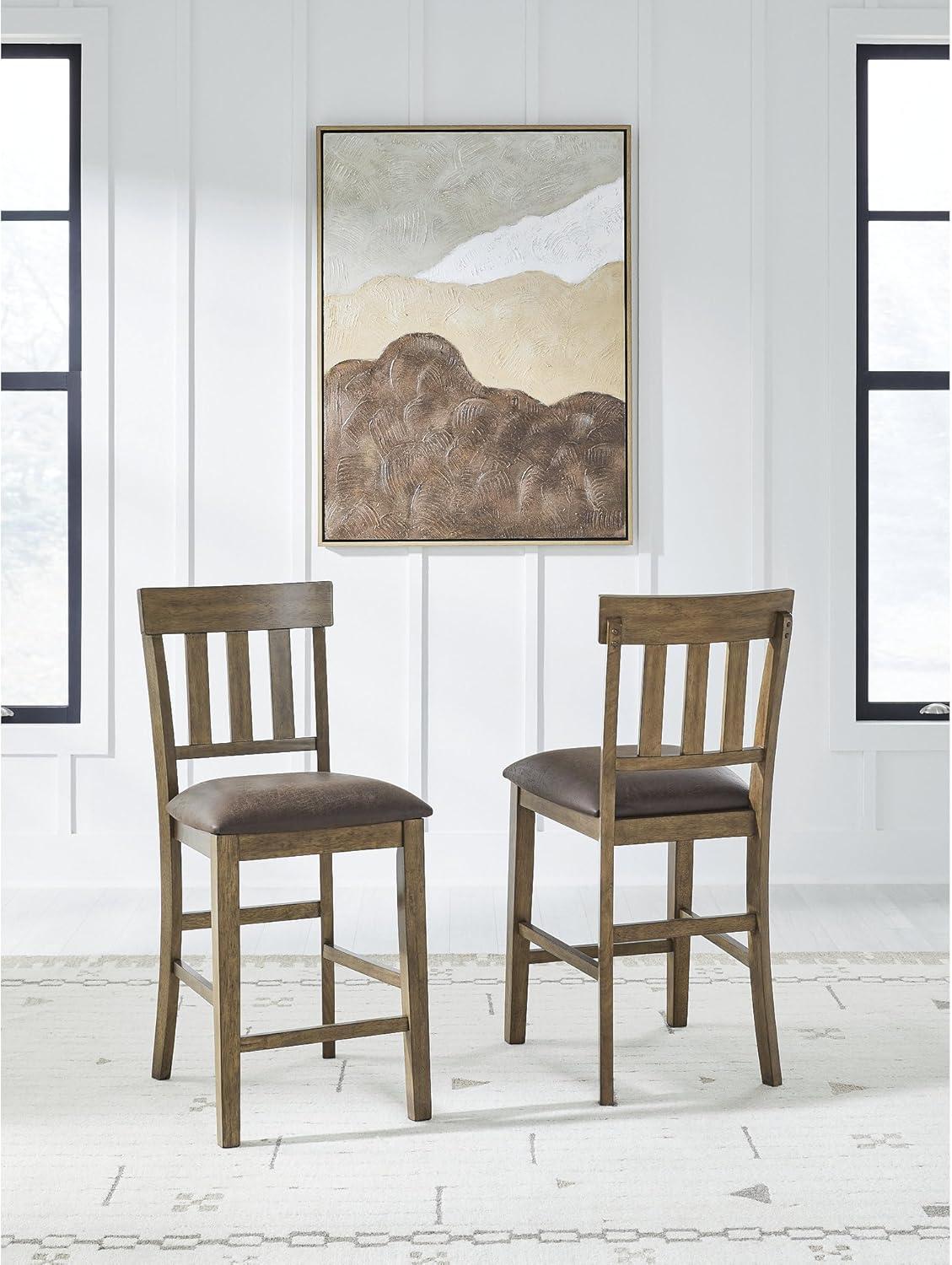 imageSignature Design by Ashley Vallister Casual Faux Leather 26 Upholstered Counter Height Bar Stool Set of 2 Dark Brown