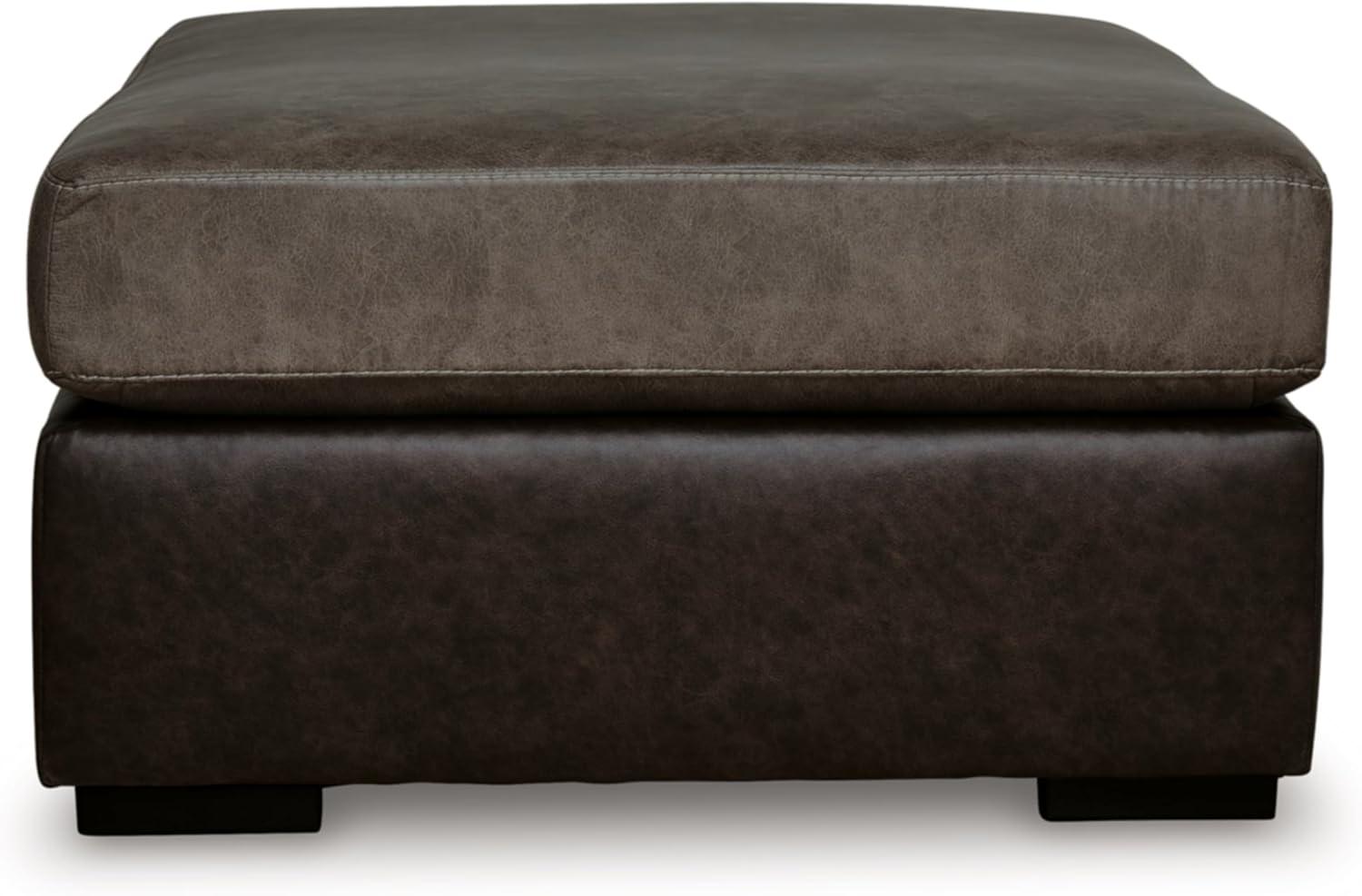 imageSignature Design by Ashley BalticPark Contemporary Oversized Accent Ottoman Foam Cushions Faux Leather Upholstery 53 W x 38 D x 22 H TwoToneBrown
