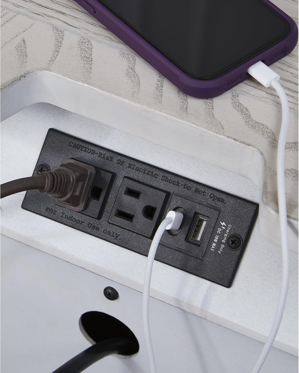 imageSignature Design by Ashley Valleymont Cottage 2Drawer Nightstand with Tray and USB Ports White