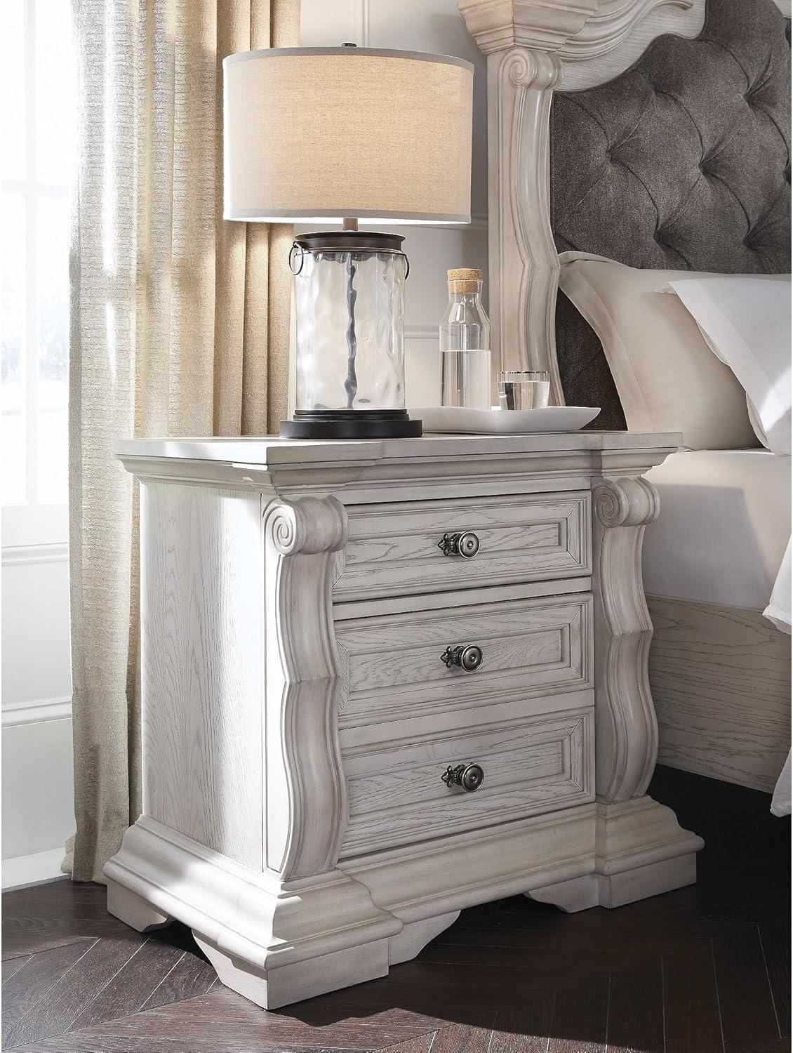 imageSignature Design by Ashley Valleymont Cottage 2Drawer Nightstand with Tray and USB Ports White
