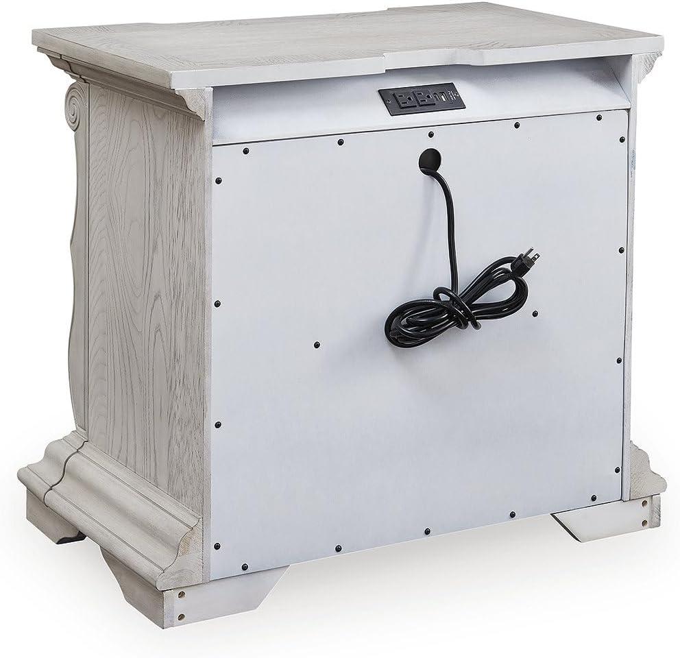 imageSignature Design by Ashley Valleymont Cottage 2Drawer Nightstand with Tray and USB Ports White