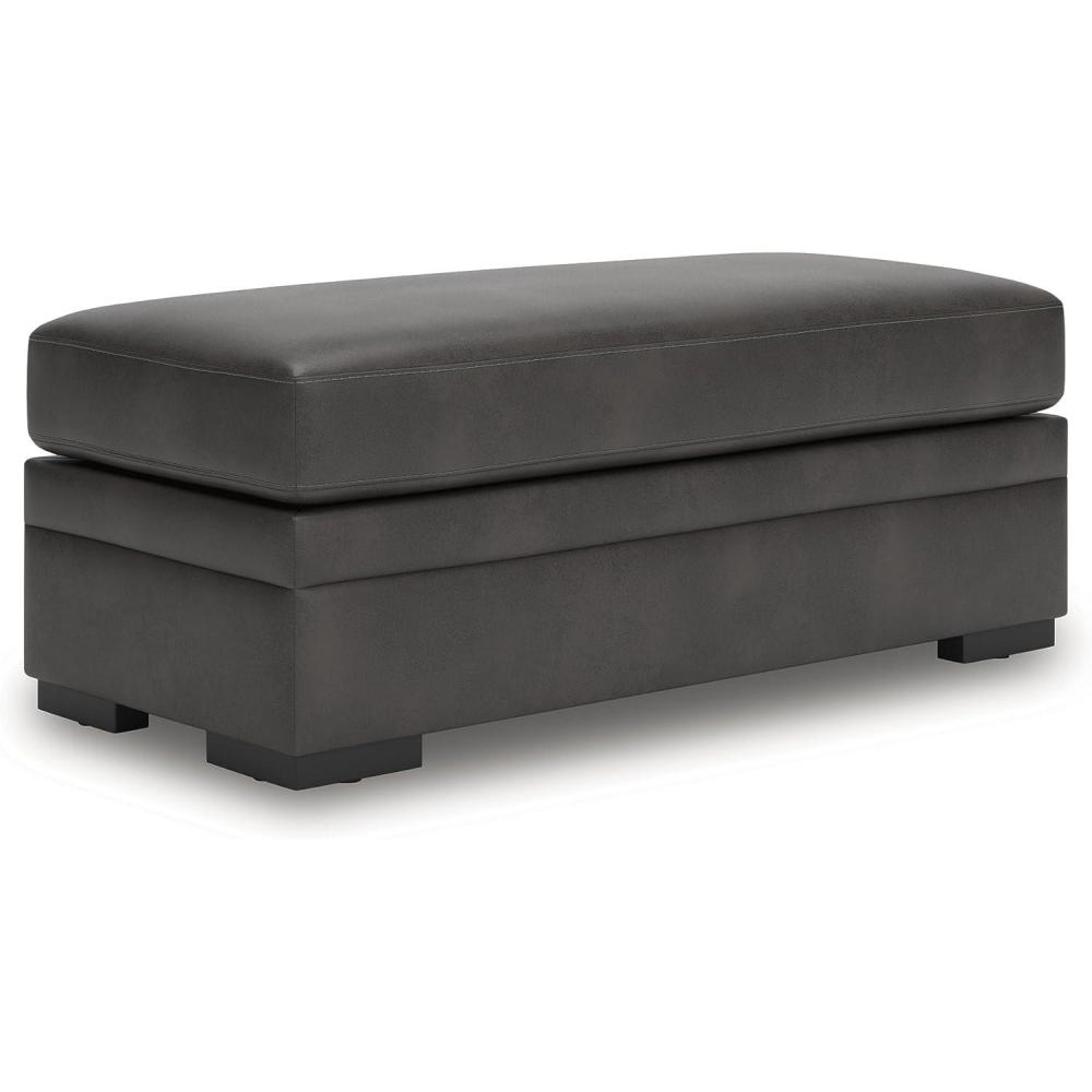 imageSignature Design by Ashley Brickett Contemporary Faux Leather Rectangular Oversized Accent Ottoman Gray