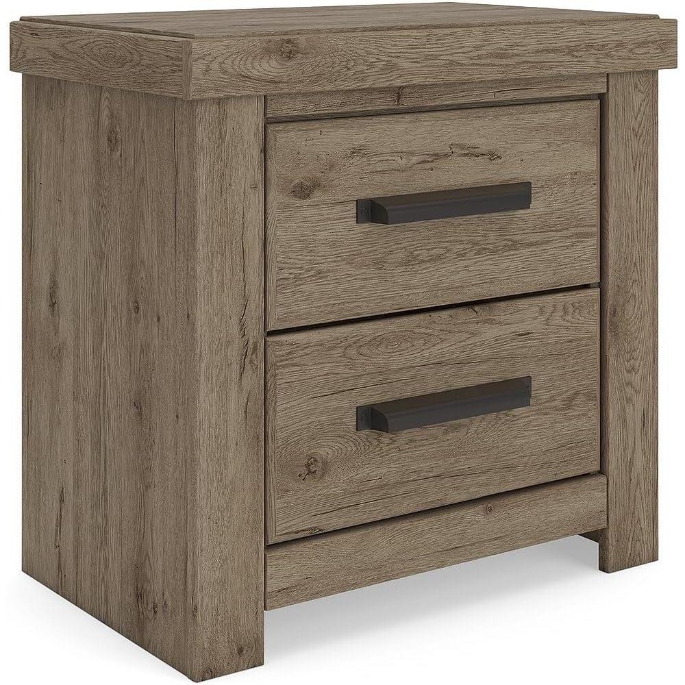 imageSignature Design by Ashley Contoura Rustic Nightstand with USB Ports Light Brown