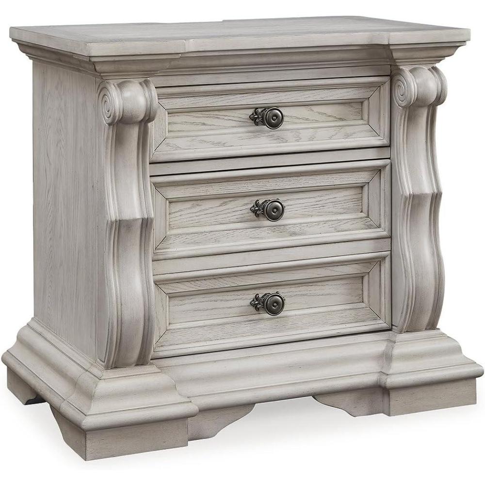 imageSignature Design by Ashley Valleymont Cottage 2Drawer Nightstand with Tray and USB Ports White