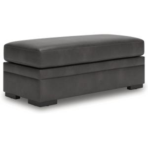 Signature Design by Ashley Brickett Contemporary Faux Leather Rectangular Oversized Accent Ottoman, Gray