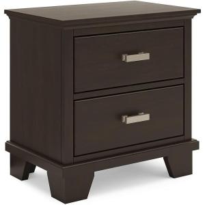 Signature Design by Ashley Covetown Contemporary 2-Drawer Nightstand, Dark Brown