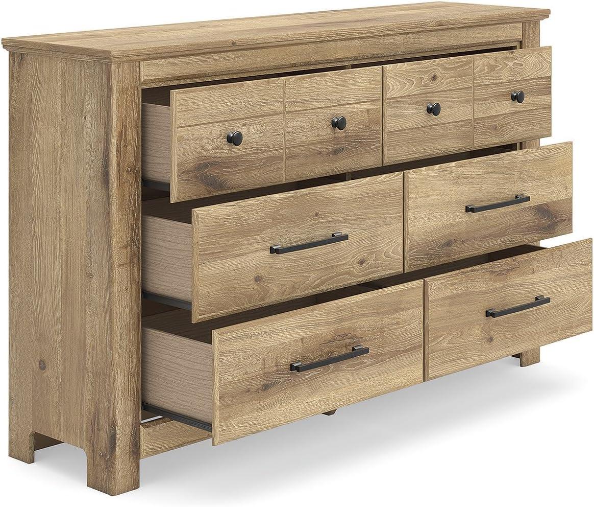 imageSignature Design by Ashley Allihauser Vintage 6Drawer Dresser with Safety Stop and Anti Tipping Light Brown