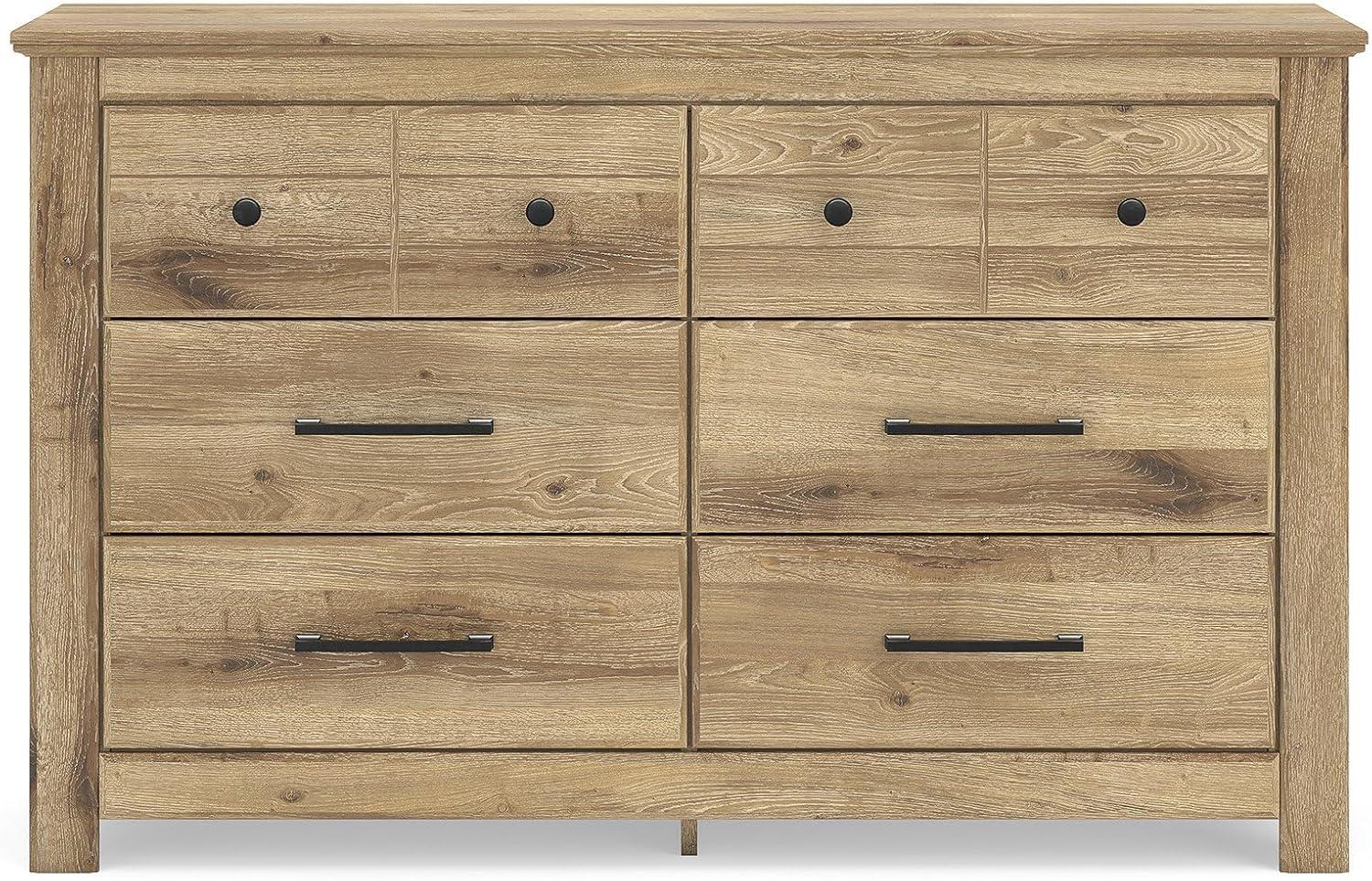 imageSignature Design by Ashley Allihauser Vintage 6Drawer Dresser with Safety Stop and Anti Tipping Light Brown