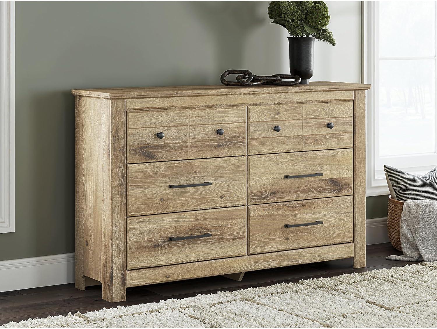 imageSignature Design by Ashley Allihauser Vintage 6Drawer Dresser with Safety Stop and Anti Tipping Light Brown