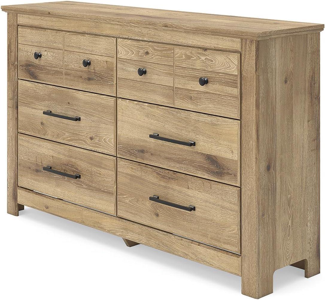 imageSignature Design by Ashley Allihauser Vintage 6Drawer Dresser with Safety Stop and Anti Tipping Light Brown