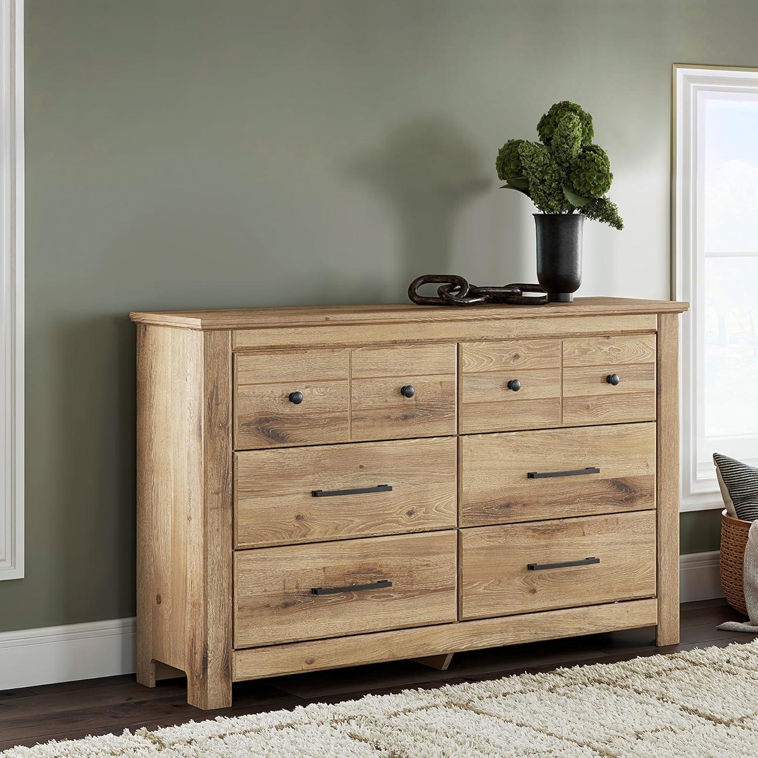 imageSignature Design by Ashley Allihauser Vintage 6Drawer Dresser with Safety Stop and Anti Tipping Light Brown