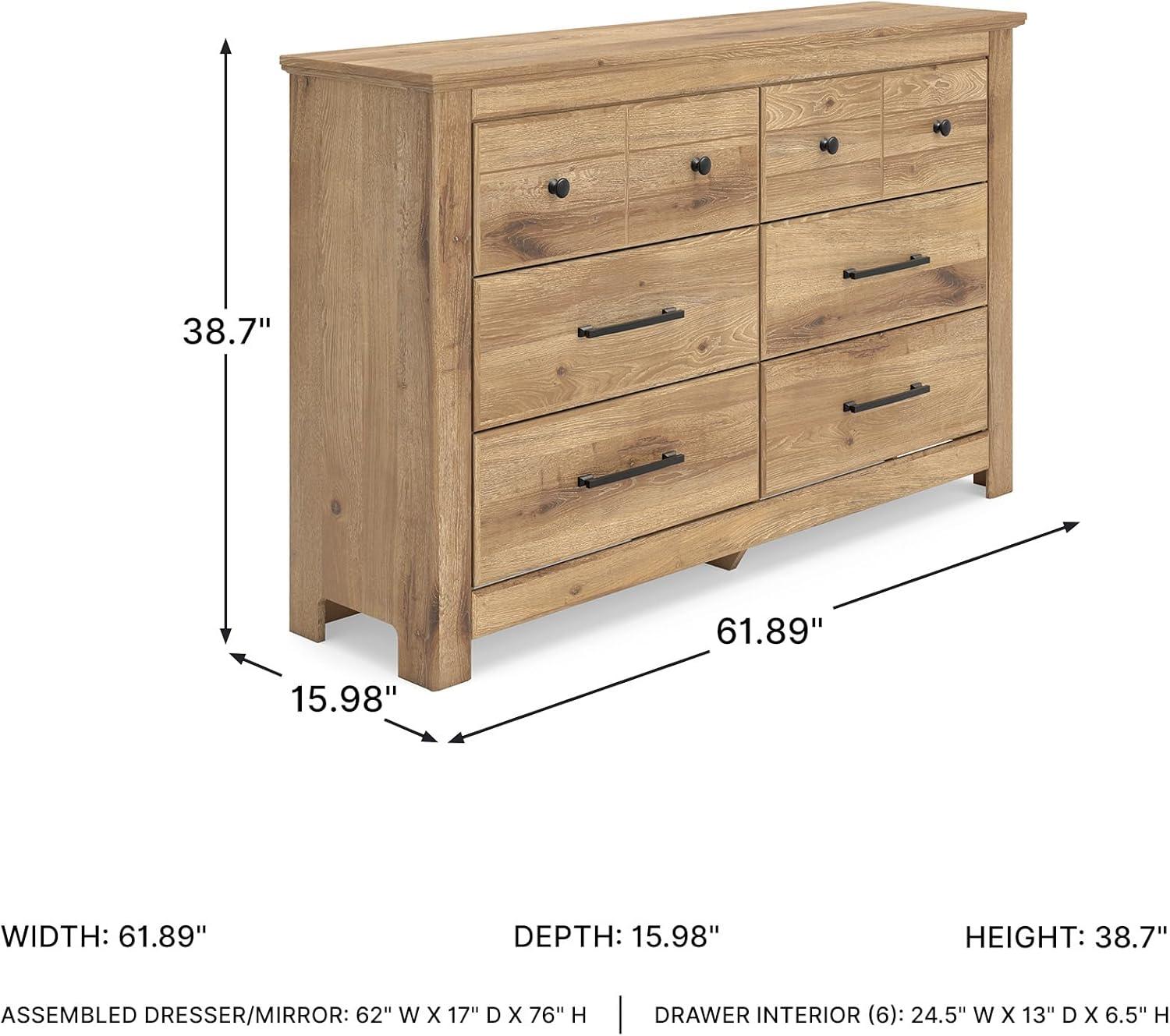 imageSignature Design by Ashley Allihauser Vintage 6Drawer Dresser with Safety Stop and Anti Tipping Light Brown
