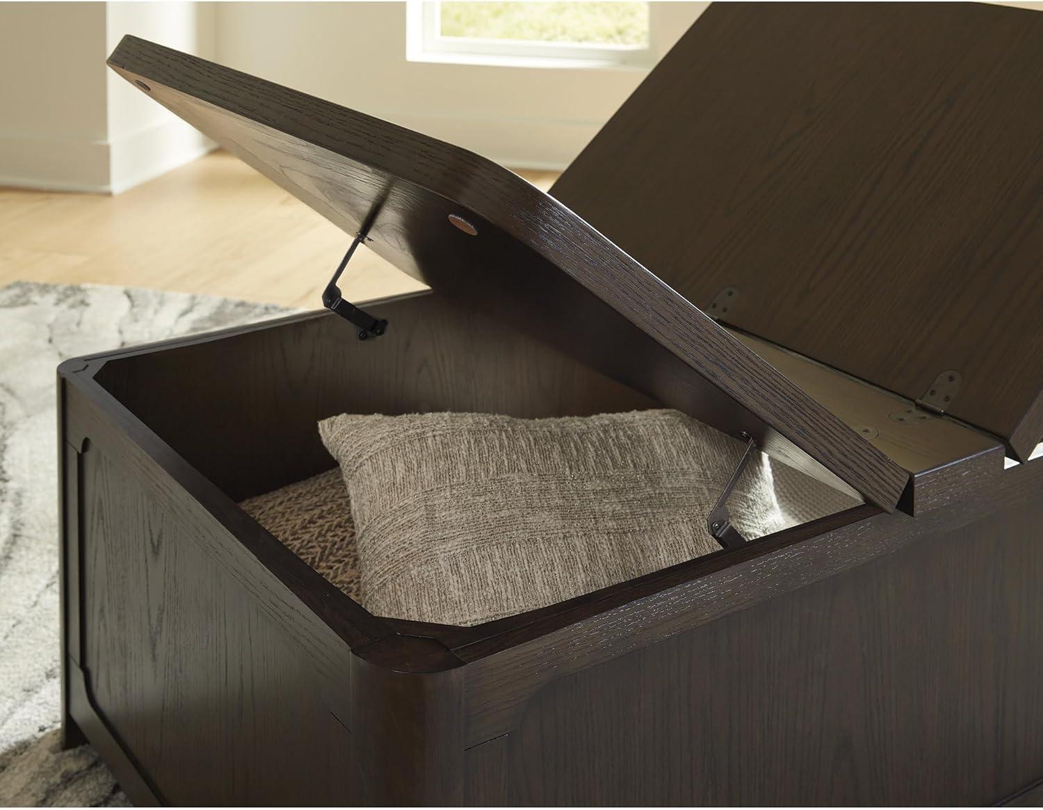 imageSignature Design by Ashley Breckington Country Rustic Coffee Table with Storage and Flip Top Dark Brown
