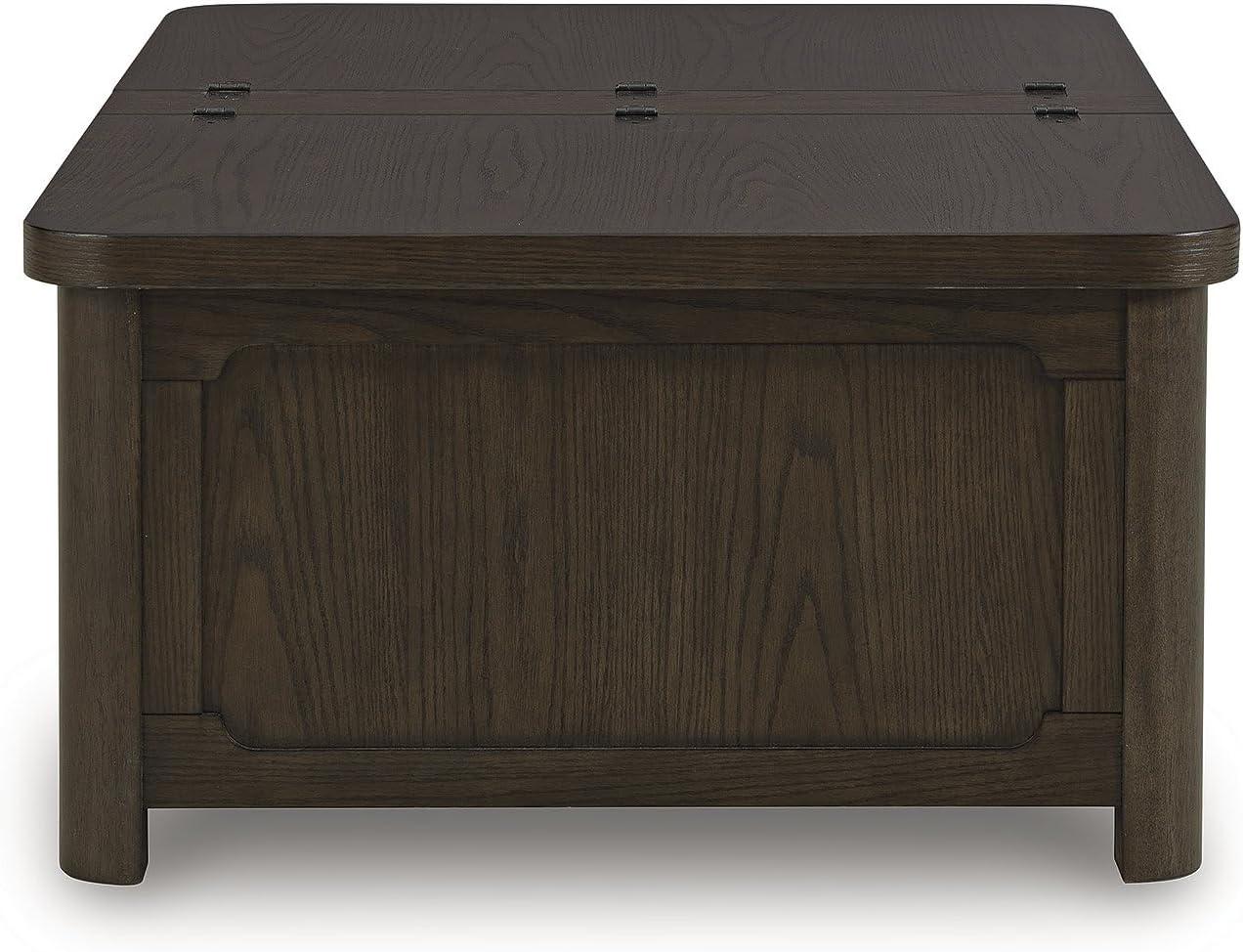 imageSignature Design by Ashley Breckington Country Rustic Coffee Table with Storage and Flip Top Dark Brown