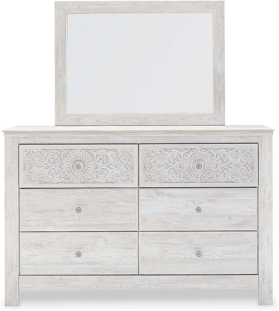 imageSignature Design by Ashley Paxberry Traditional 6Drawer Dresser and Mirror with Safety Stop White