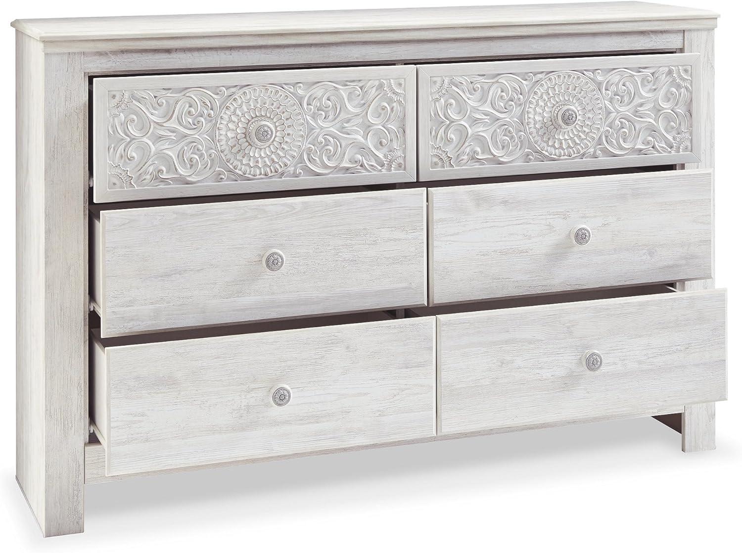 imageSignature Design by Ashley Paxberry Traditional 6Drawer Dresser and Mirror with Safety Stop White