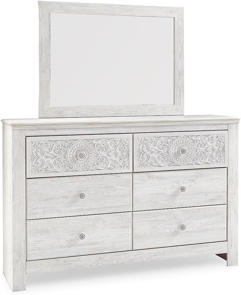 imageSignature Design by Ashley Paxberry Traditional 6Drawer Dresser and Mirror with Safety Stop White