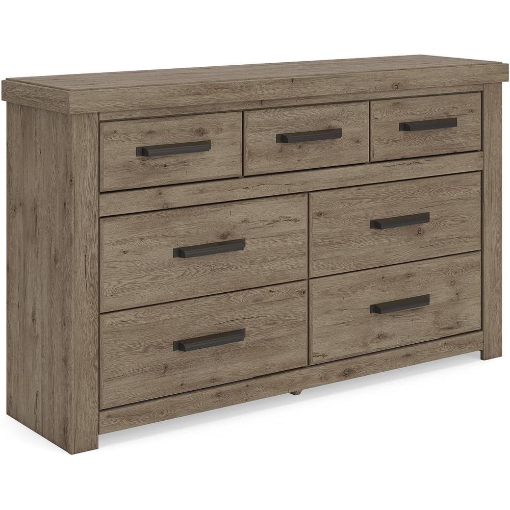 imageSignature Design by Ashley Contoura Rustic 7Drawer Dresser with Safety Stop Light Brown