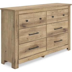 Signature Design by Ashley Allihauser Vintage 6-Drawer Dresser with Safety Stop and Anti -Tipping, Light Brown