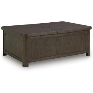 Signature Design by Ashley Breckington Country Rustic Coffee Table with Storage and Flip Top, Dark Brown