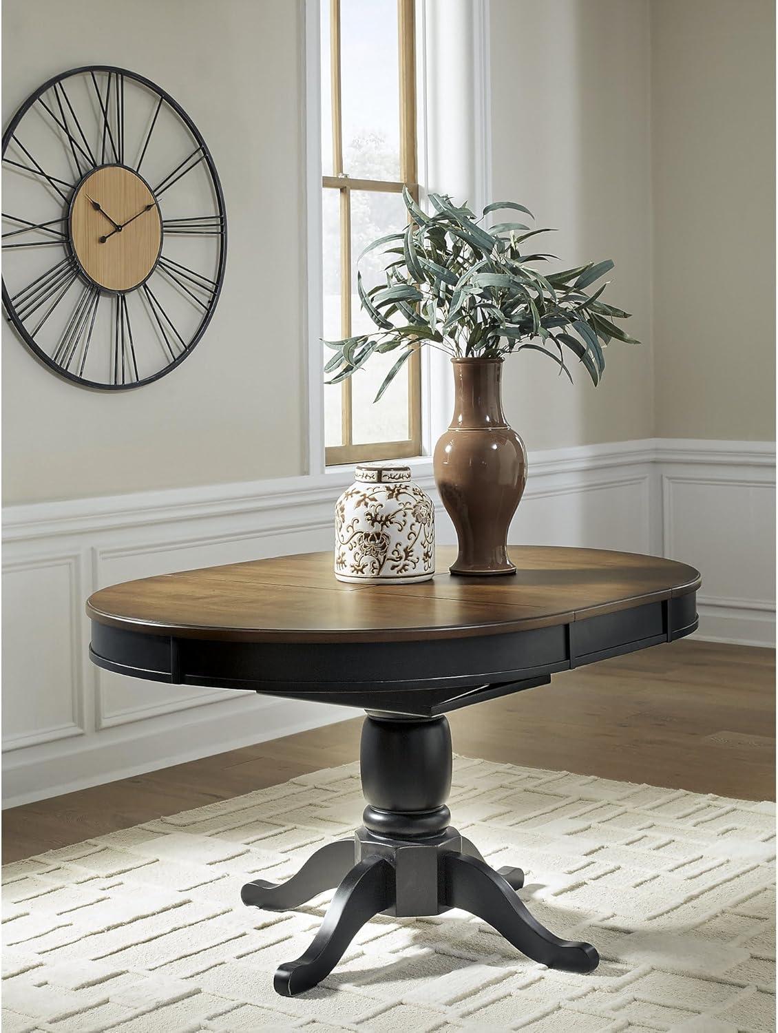imageSignature Design by Ashley Phillinger Casual Dining Butterfly Extension Table Seats up to 6 Medium Brown amp Black