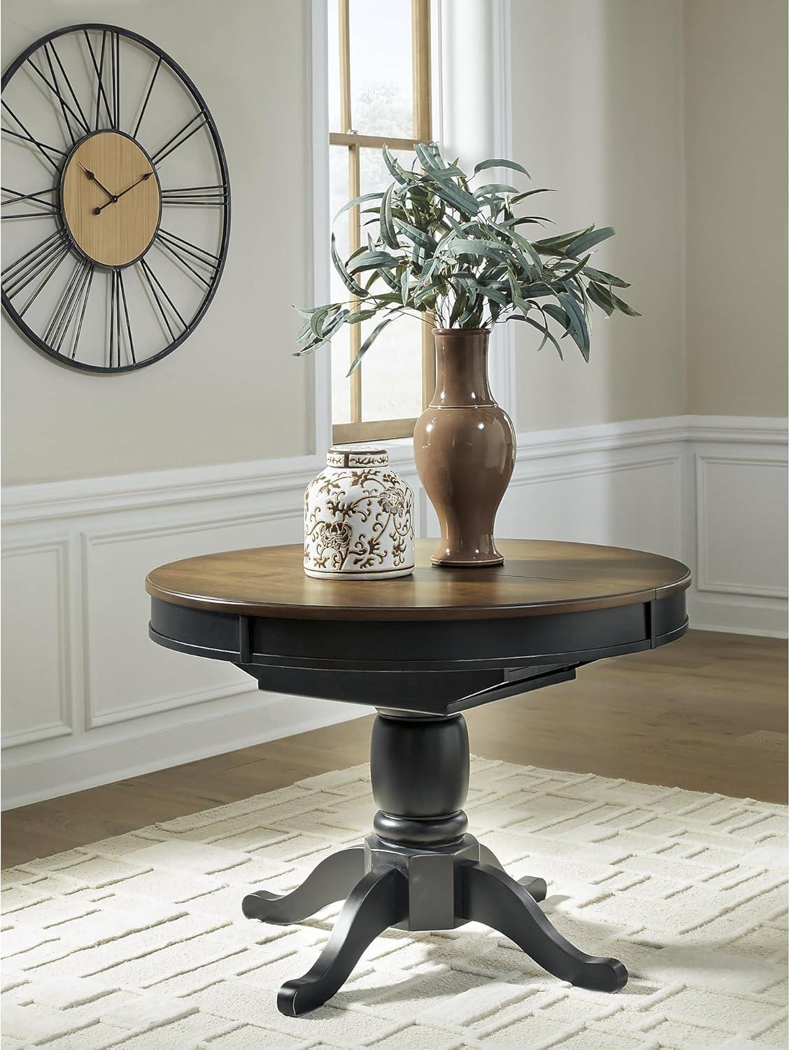 imageSignature Design by Ashley Phillinger Casual Dining Butterfly Extension Table Seats up to 6 Medium Brown amp Black