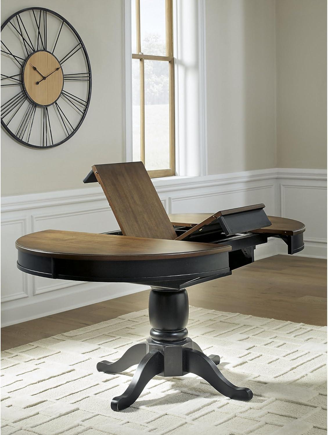 imageSignature Design by Ashley Phillinger Casual Dining Butterfly Extension Table Seats up to 6 Medium Brown amp Black