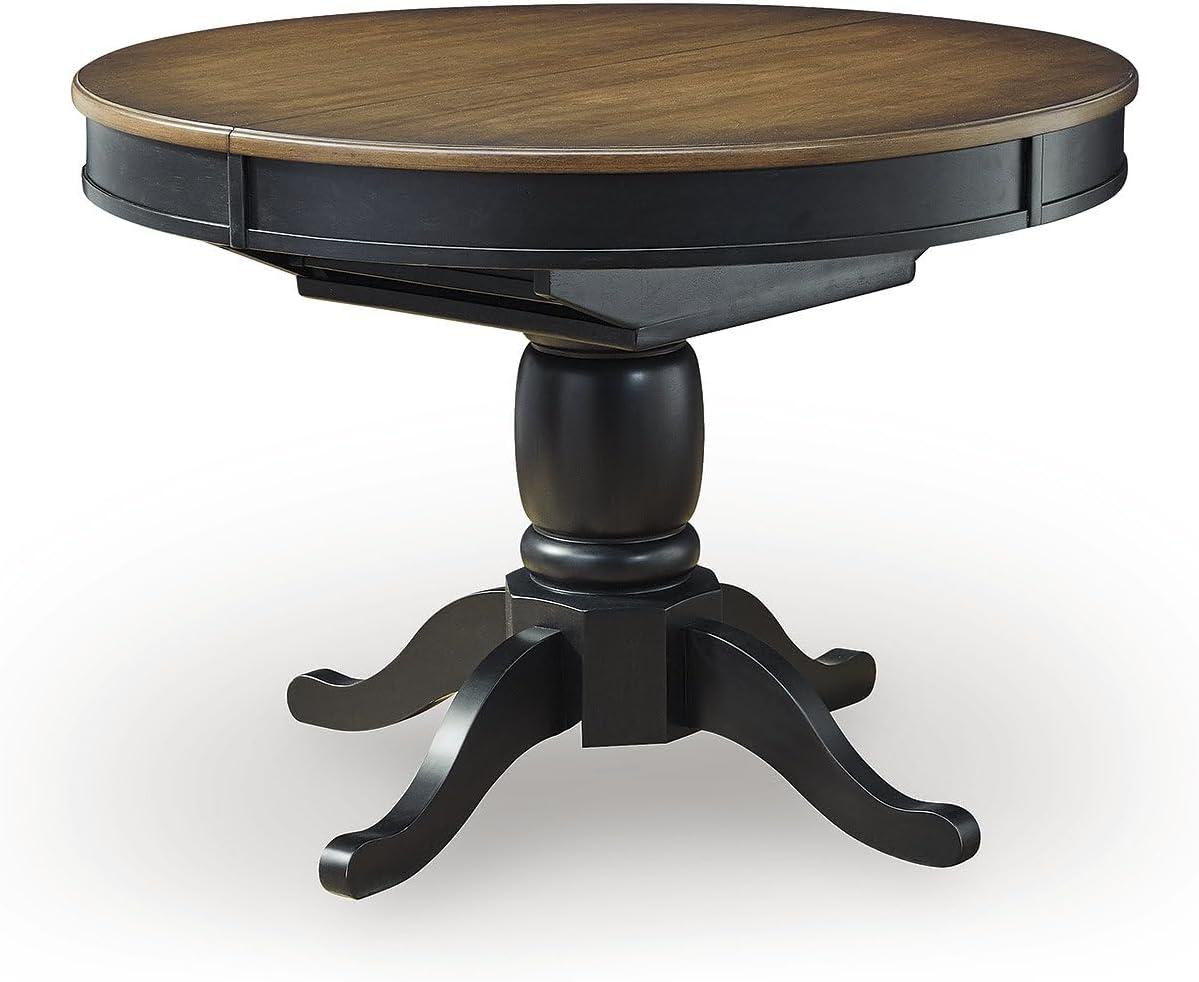 imageSignature Design by Ashley Phillinger Casual Dining Butterfly Extension Table Seats up to 6 Medium Brown amp Black