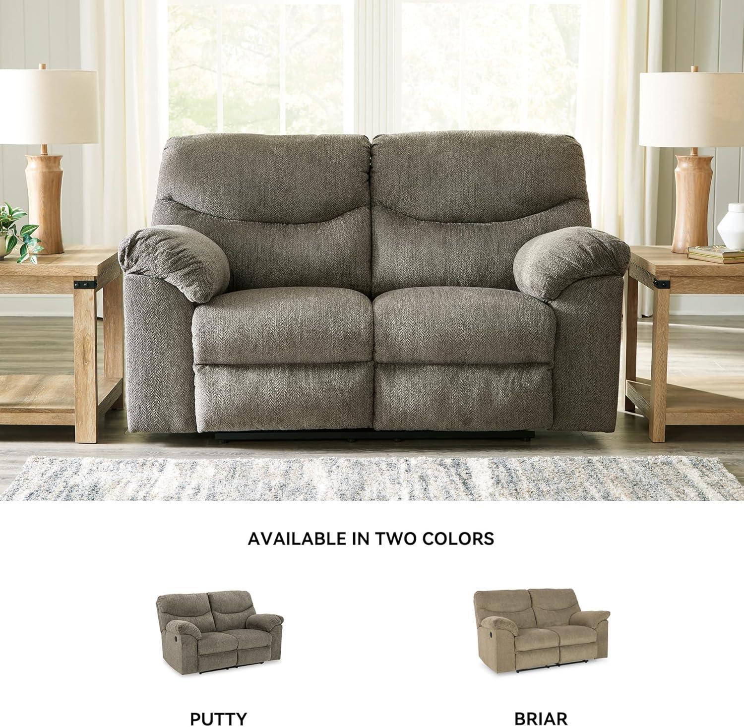 imageSignature Design by Ashley Alphons Transitional Tufted Reclining Loveseat Light BrownBrown