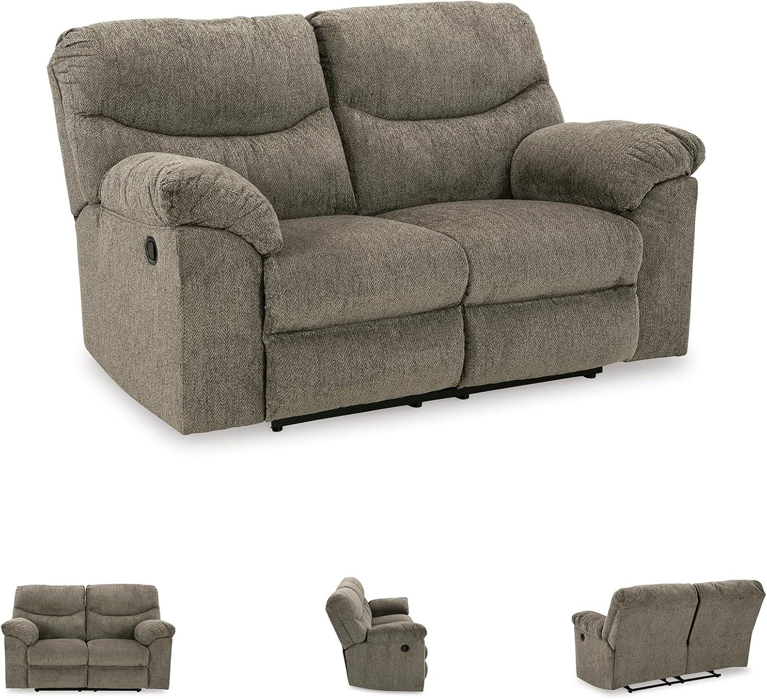 imageSignature Design by Ashley Alphons Transitional Tufted Reclining Loveseat Light BrownBrown