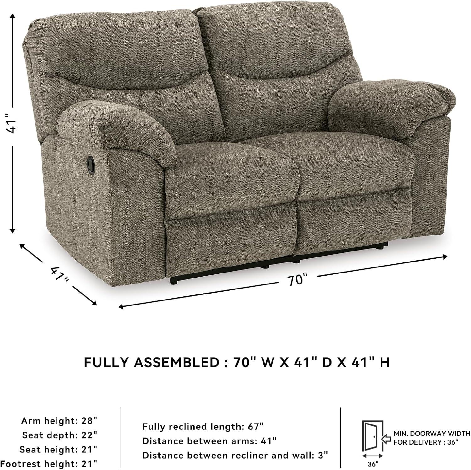 imageSignature Design by Ashley Alphons Transitional Tufted Reclining Loveseat Light BrownBrown