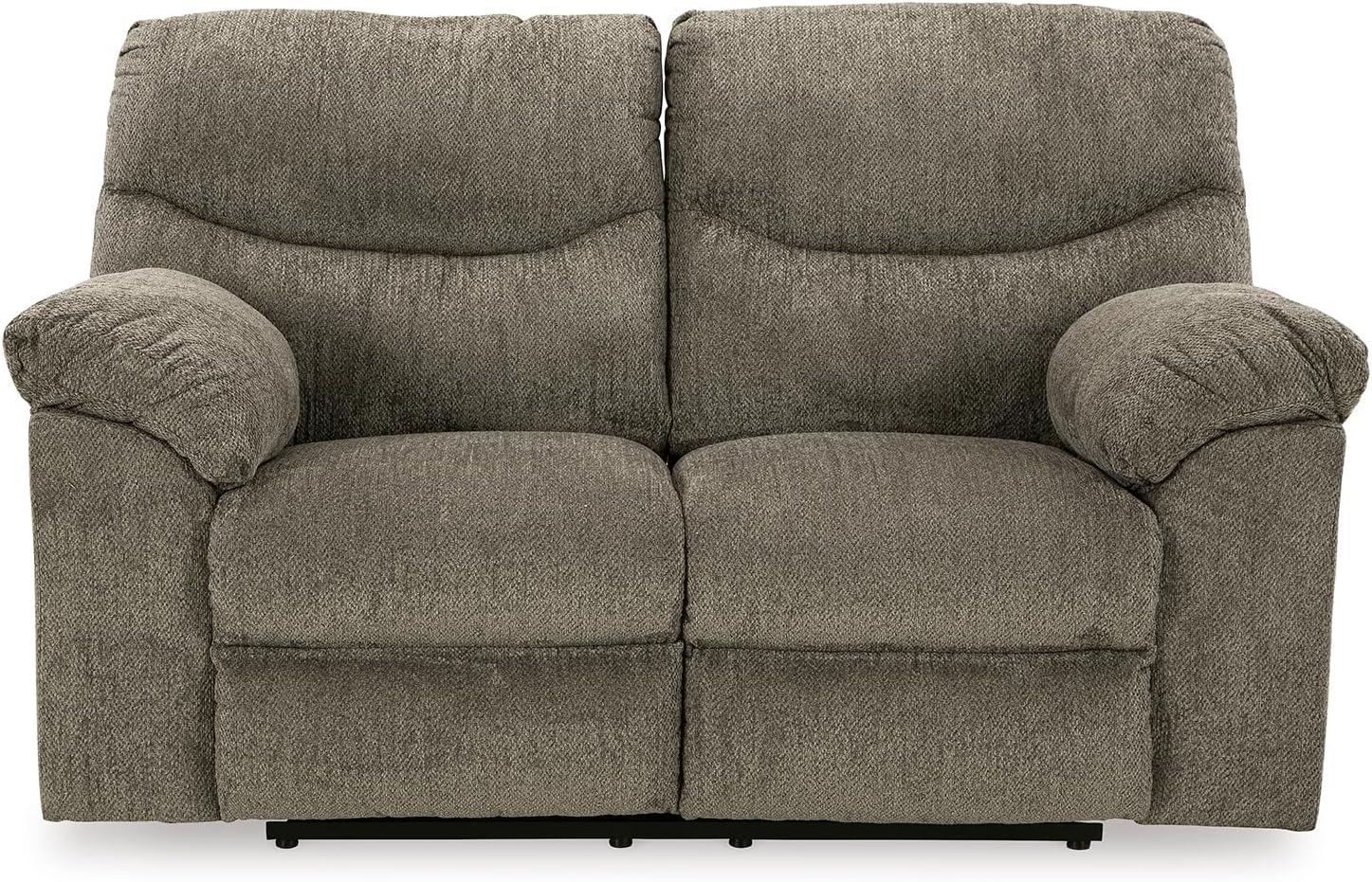 imageSignature Design by Ashley Alphons Transitional Tufted Reclining Loveseat Light BrownBrown