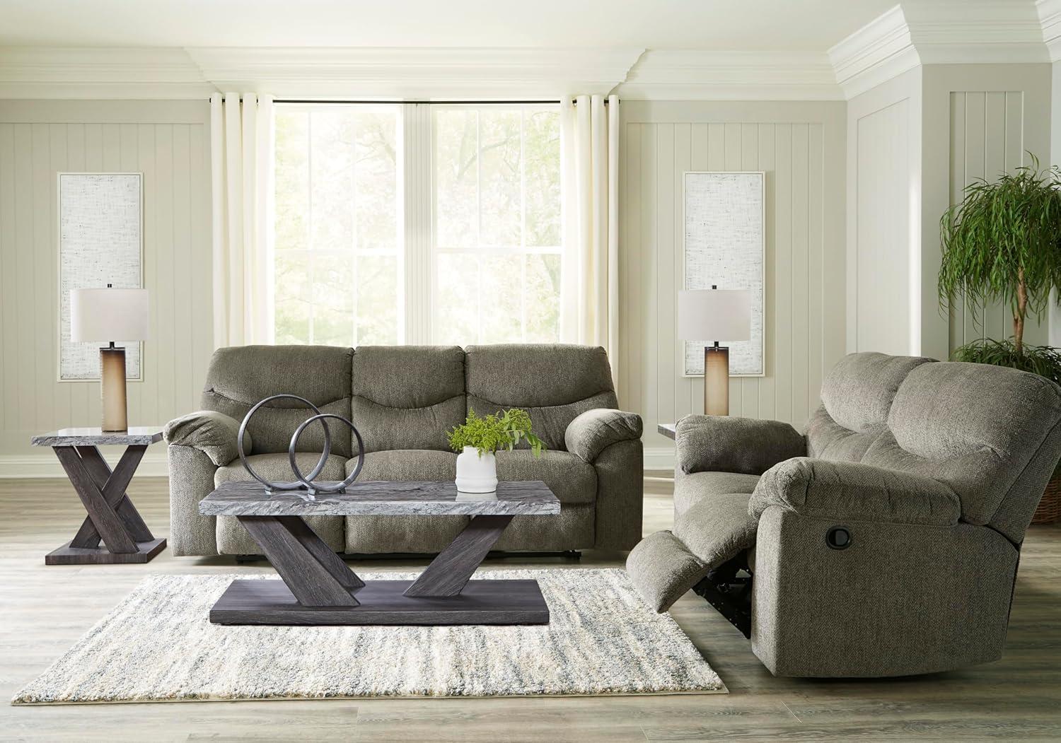 imageSignature Design by Ashley Alphons Transitional Tufted Reclining Loveseat Light BrownBrown