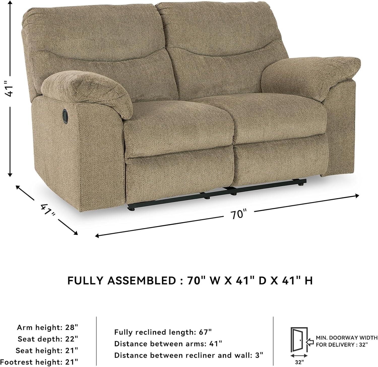 imageSignature Design by Ashley Alphons Transitional Tufted Reclining Loveseat Light BrownLight Brown
