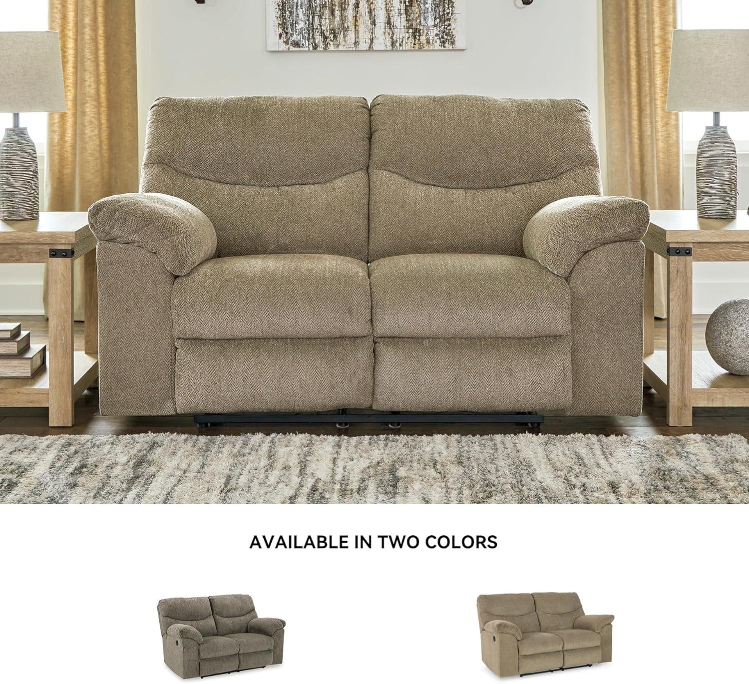imageSignature Design by Ashley Alphons Transitional Tufted Reclining Loveseat Light BrownLight Brown
