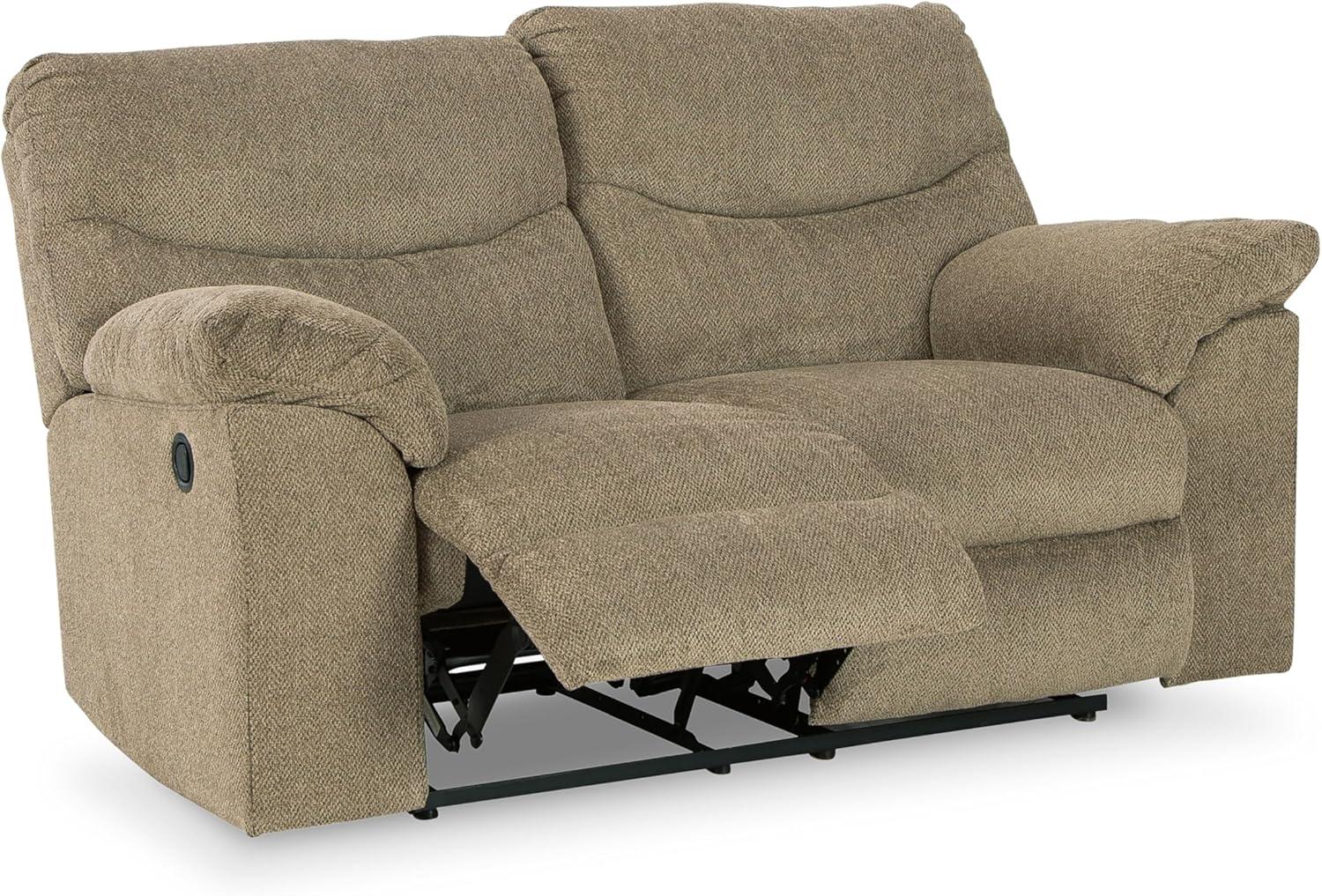 imageSignature Design by Ashley Alphons Transitional Tufted Reclining Loveseat Light BrownLight Brown