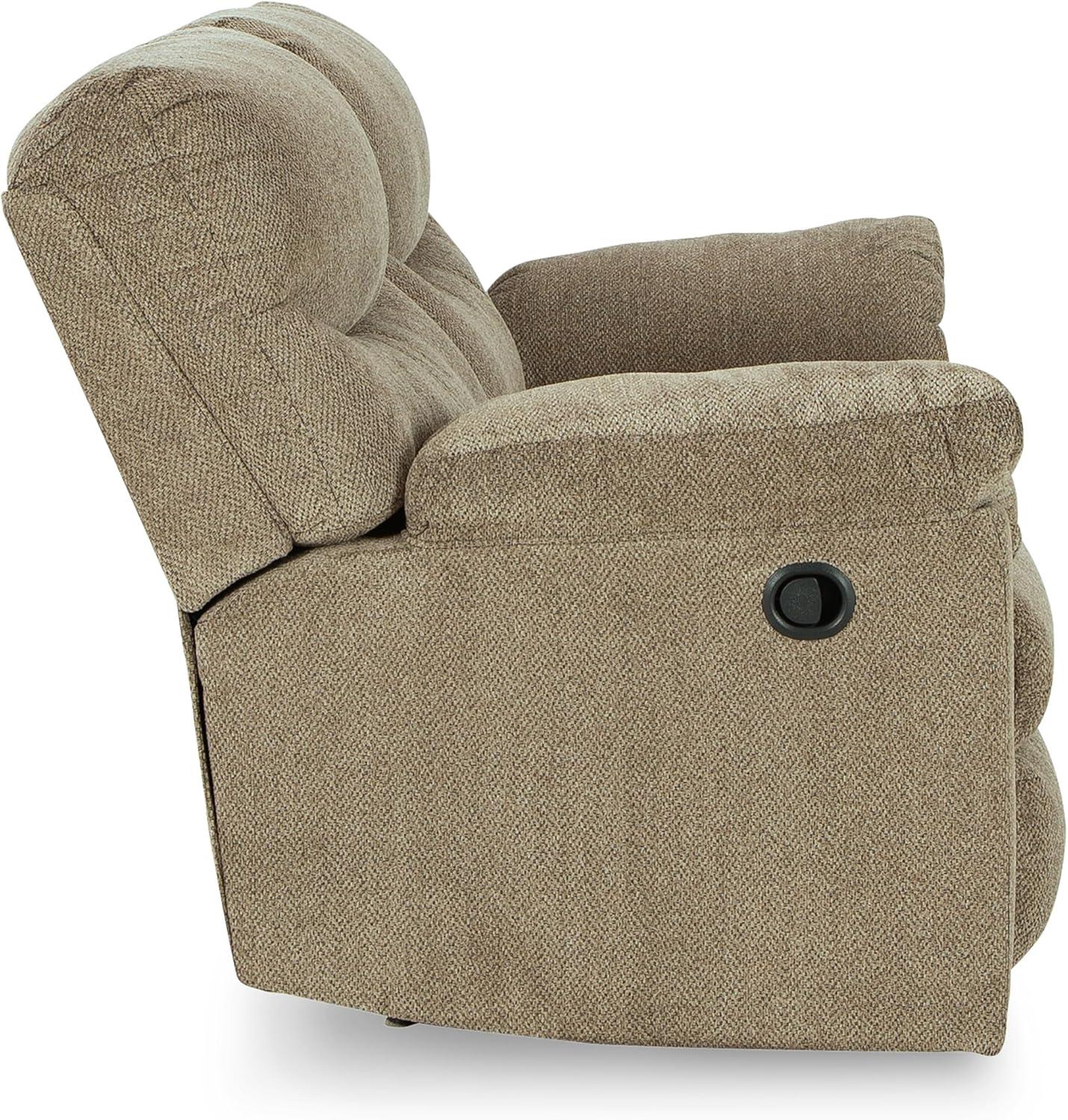 imageSignature Design by Ashley Alphons Transitional Tufted Reclining Loveseat Light BrownLight Brown