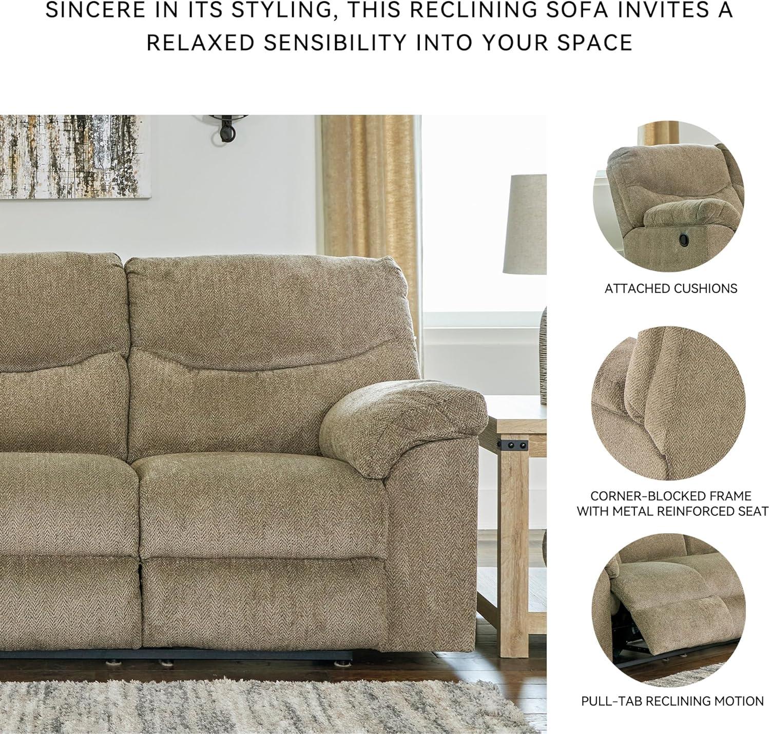imageSignature Design by Ashley Alphons Transitional Tufted Reclining Loveseat Light BrownLight Brown