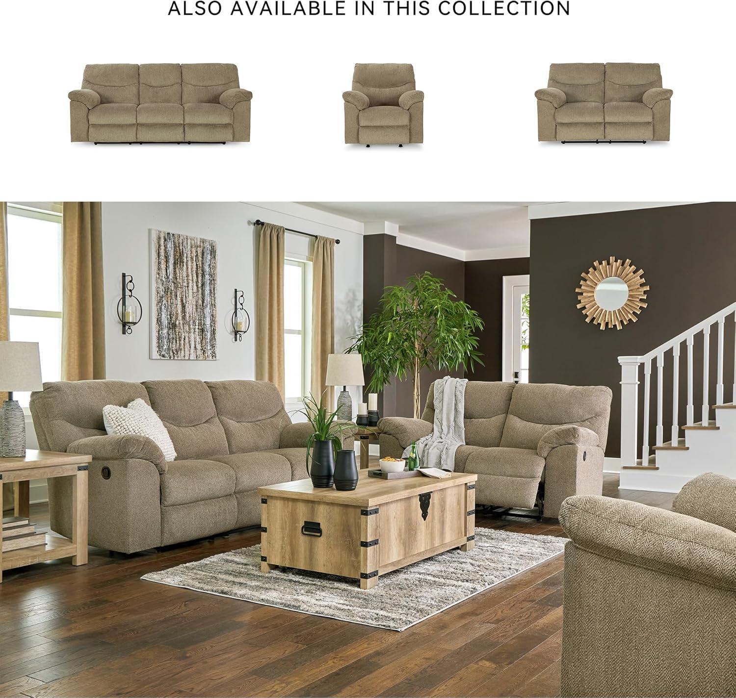 imageSignature Design by Ashley Alphons Transitional Tufted Reclining Loveseat Light BrownLight Brown
