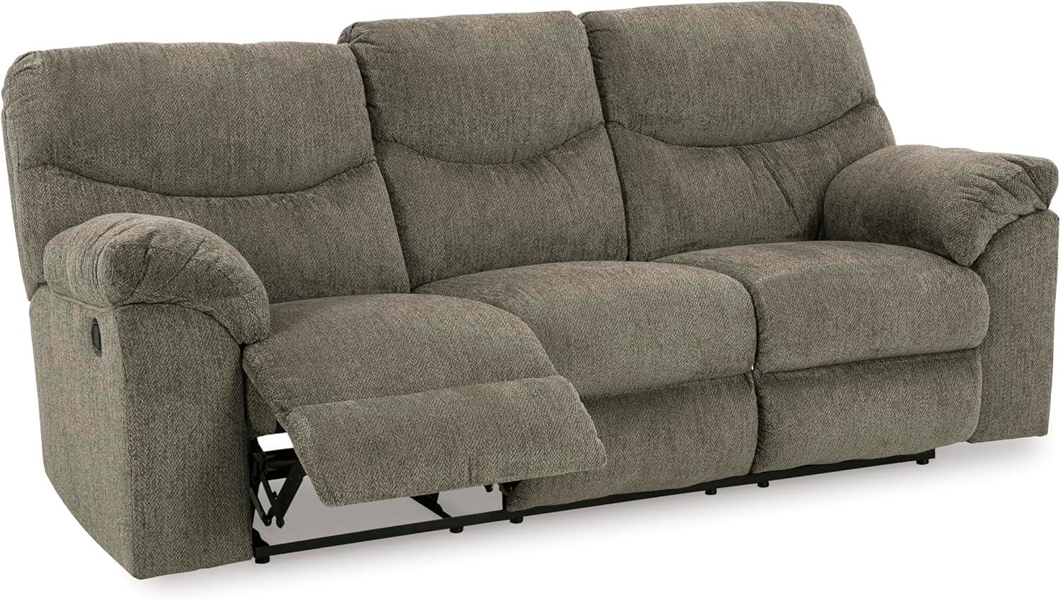 imageSignature Design by Ashley Alphons Transitional Tufted Reclining Sofa Light GrayBrown