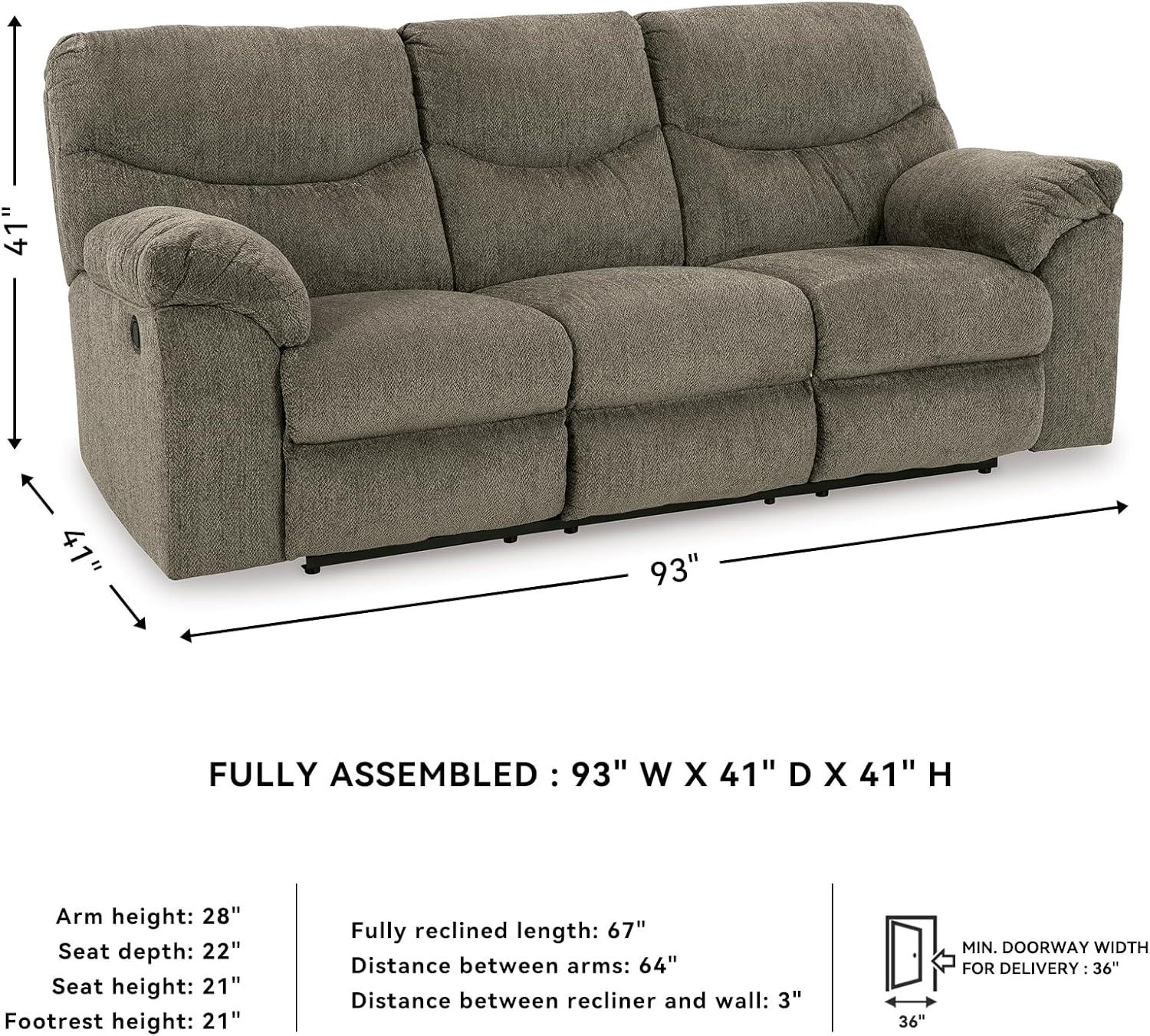 imageSignature Design by Ashley Alphons Transitional Tufted Reclining Sofa Light GrayBrown
