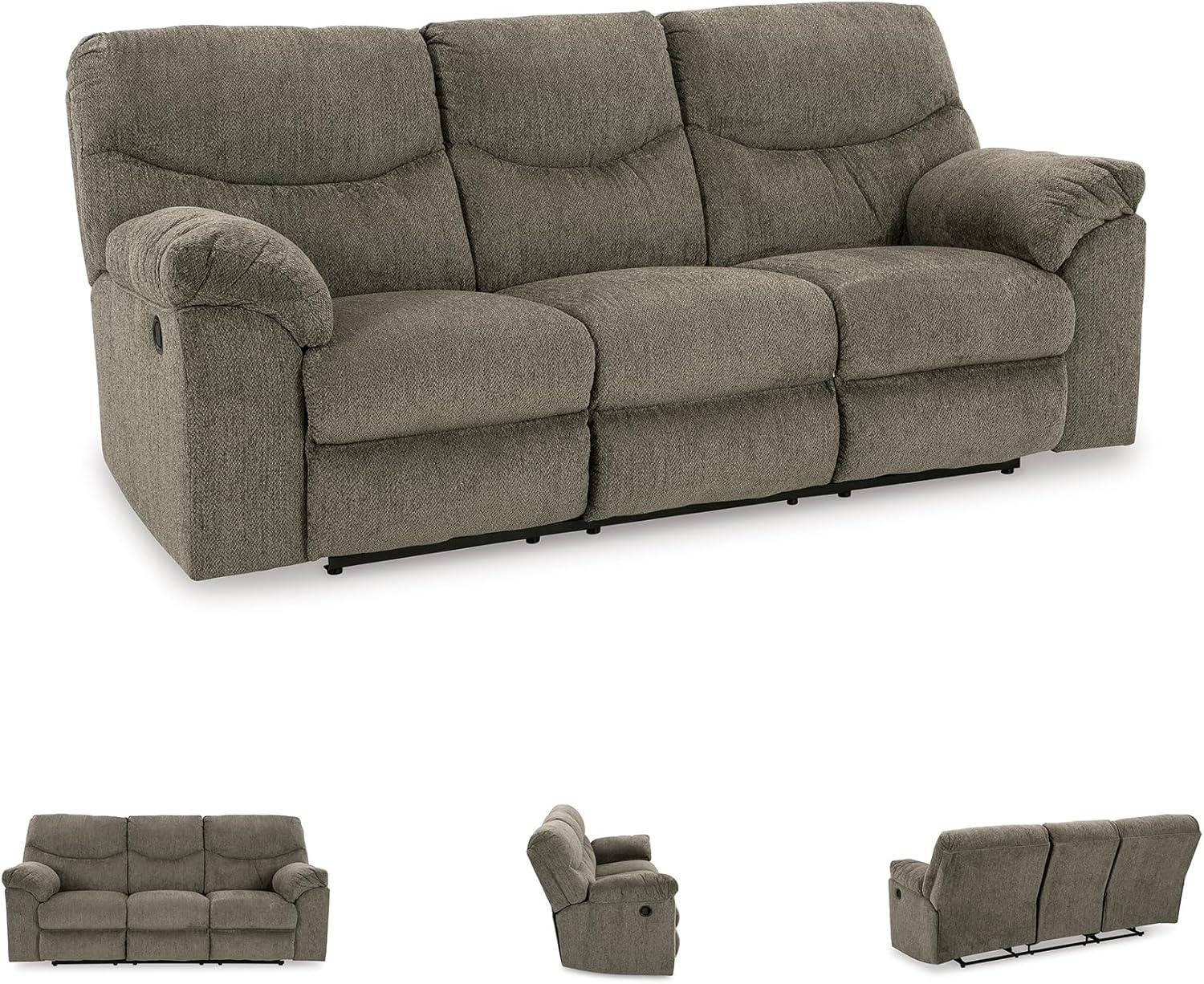 imageSignature Design by Ashley Alphons Transitional Tufted Reclining Sofa Light GrayBrown