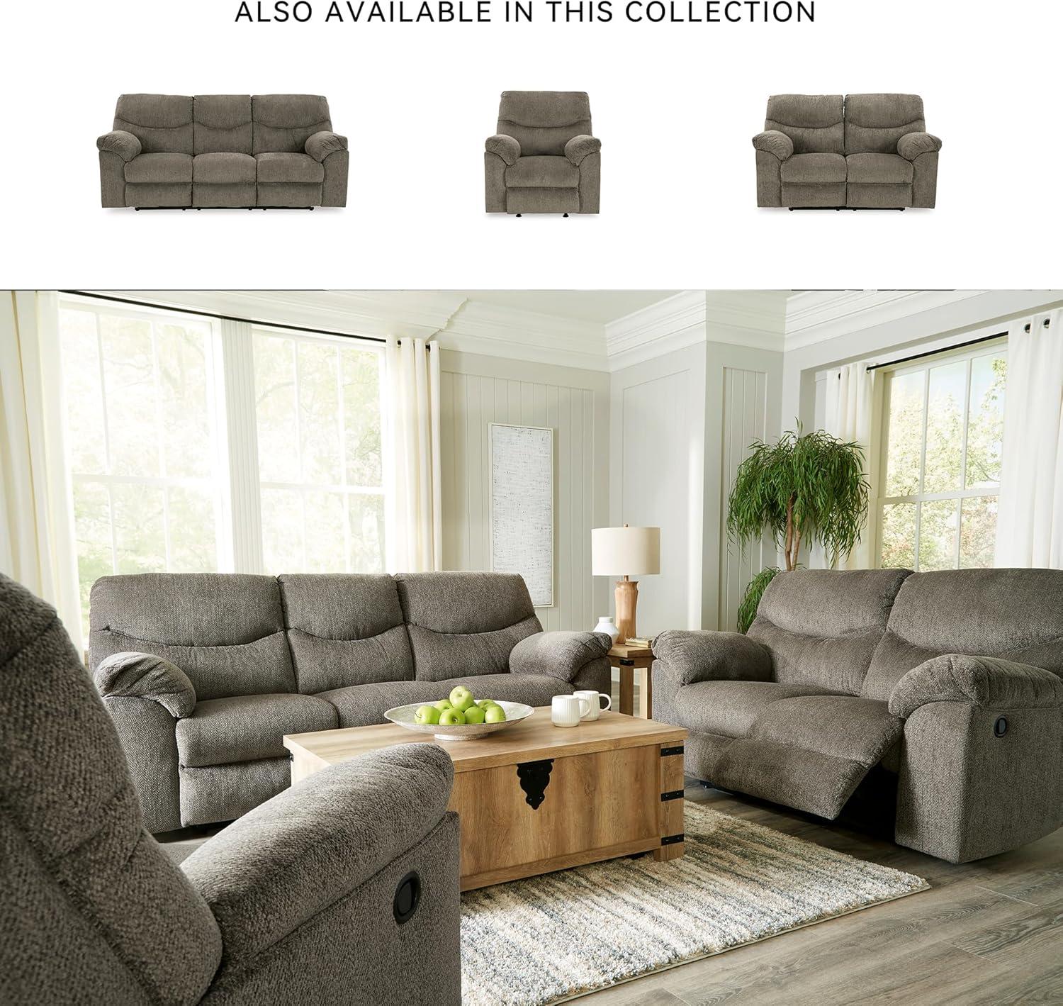 imageSignature Design by Ashley Alphons Transitional Tufted Reclining Sofa Light GrayBrown