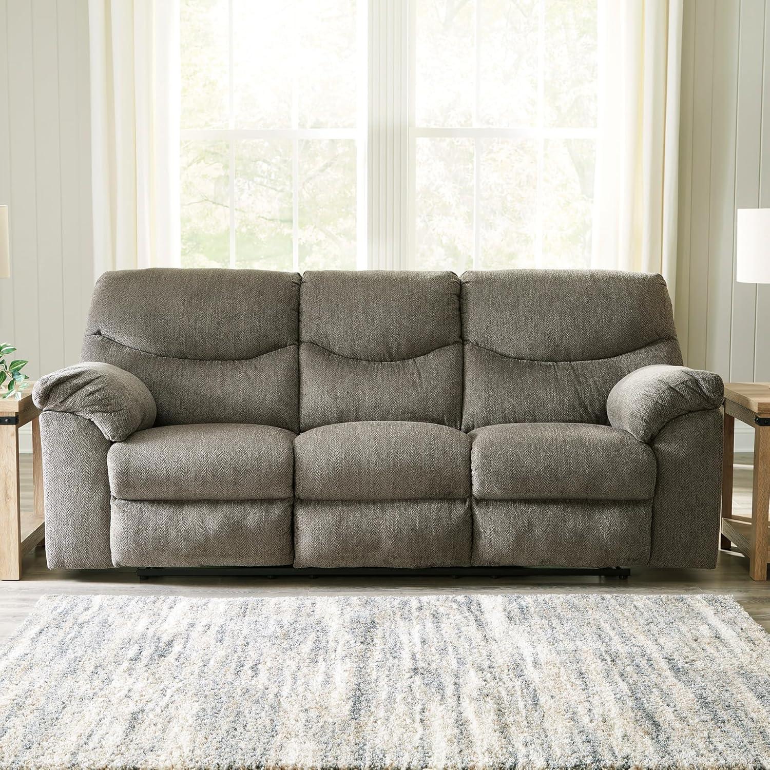 imageSignature Design by Ashley Alphons Transitional Tufted Reclining Sofa Light GrayBrown