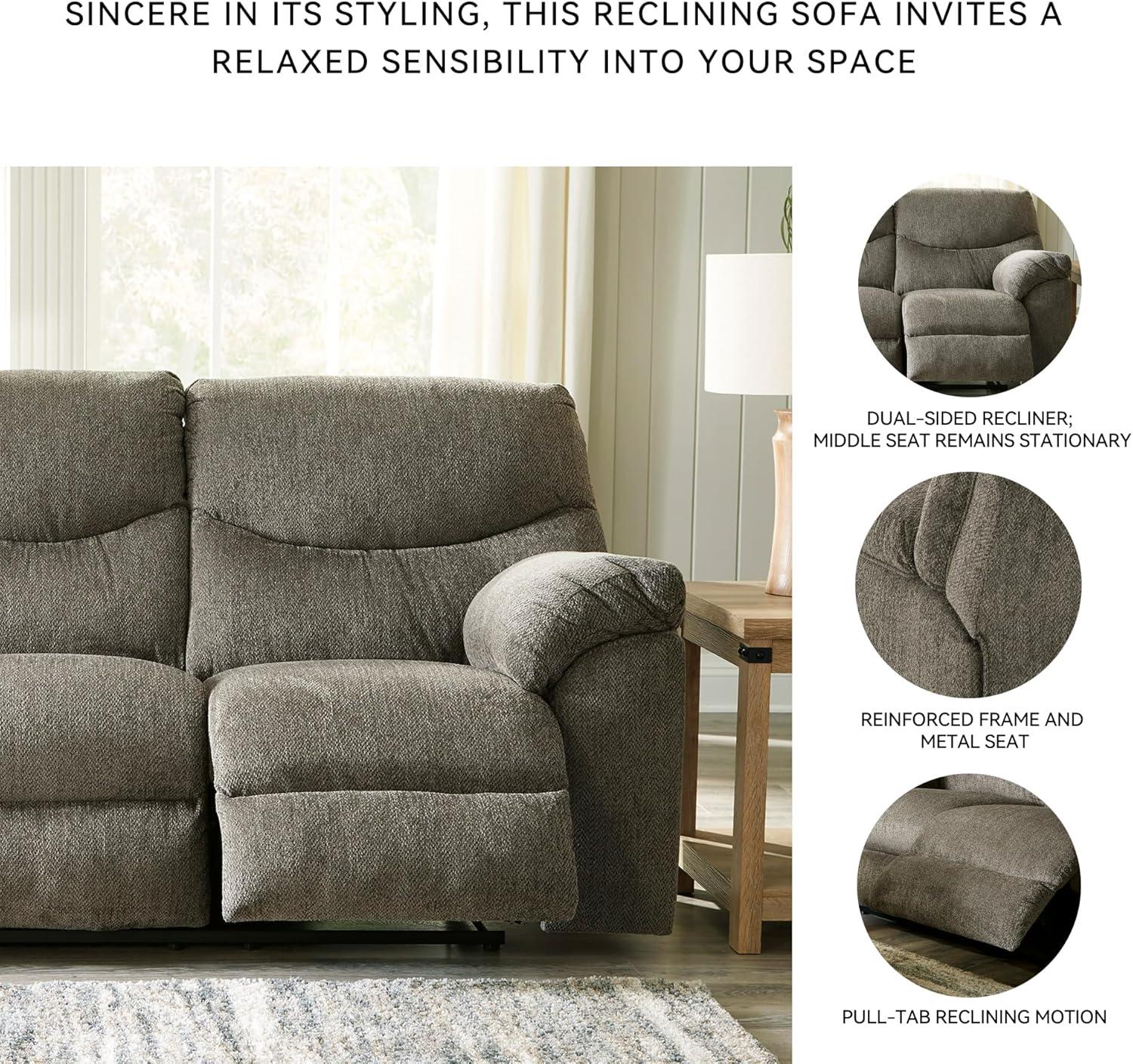imageSignature Design by Ashley Alphons Transitional Tufted Reclining Sofa Light GrayBrown